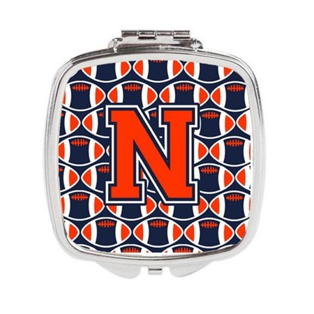 CAROLINES TREASURES Letter N Football Orange, Blue and White Compact Mirror CJ1066-NSCM